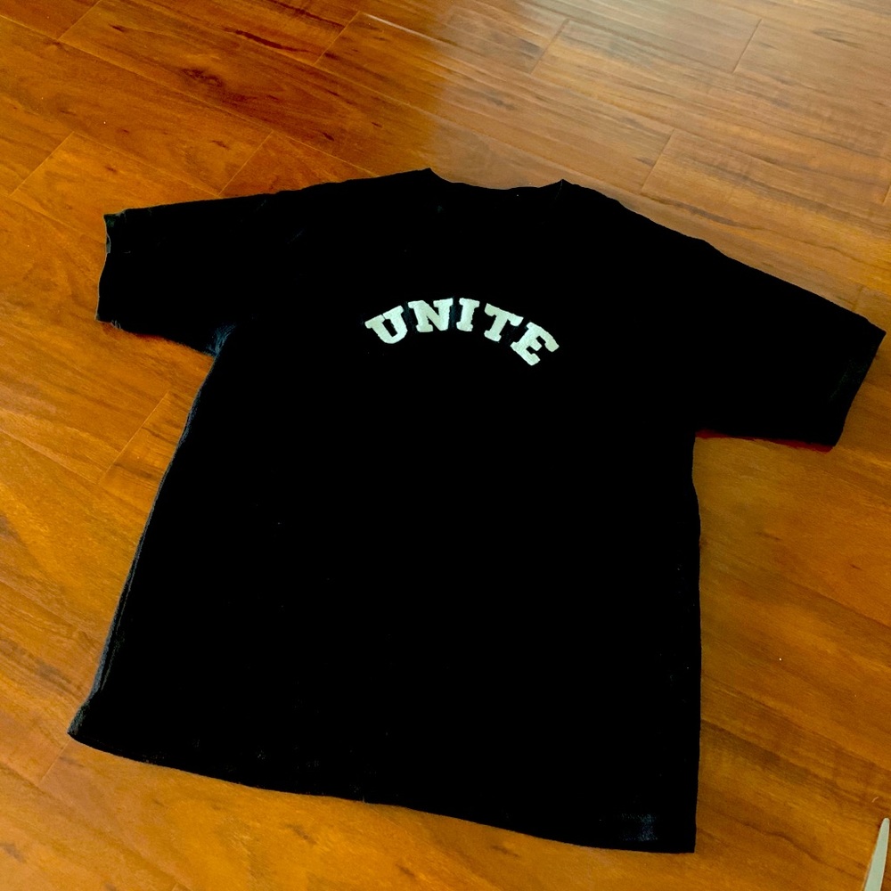 Black “UNITE” Terry Cloth Tshirt.